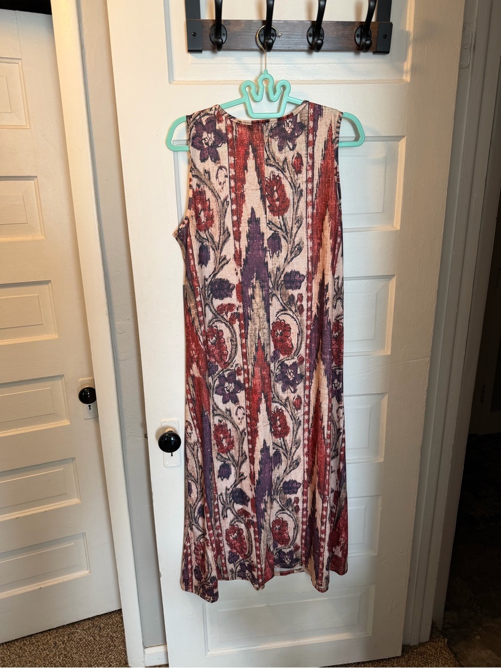 Sleeveless Floral Midi Dress in Red and Purple